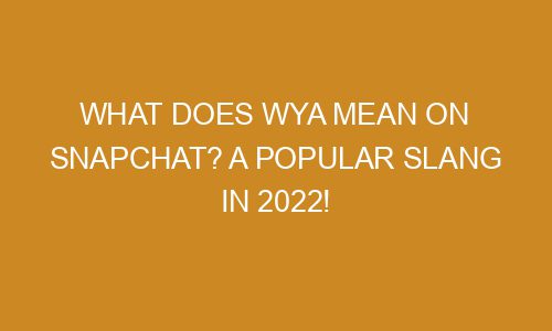 What Does WYA Mean On Snapchat? A Popular Slang In 2022! - Zazabis